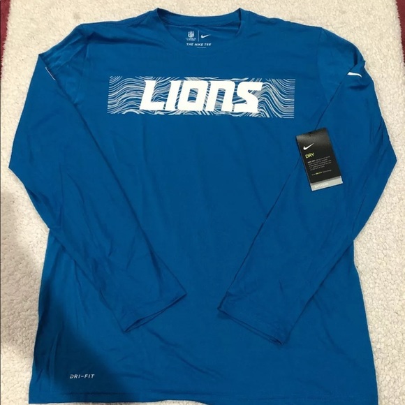 Nike Detroit Lions Blue Dri-fit Long Sleeve Shirt - Picture 1 of 2